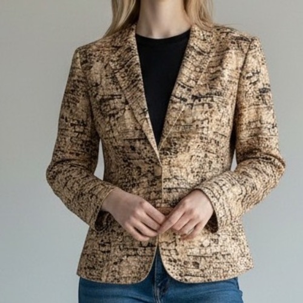 Norton McNaughton Petites Snake Crocodile Faux Leather Blazer Womens 12P Vintage